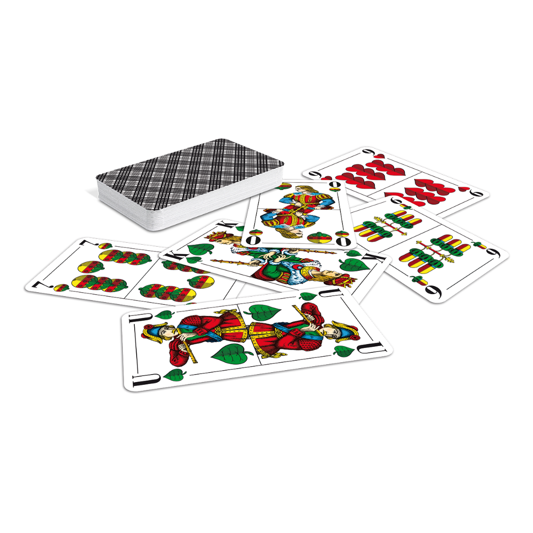 ASS Tarock/Schafkopf Senioren-Spielkarten lose und als Kartenstapel mit der karierten Rückseite.