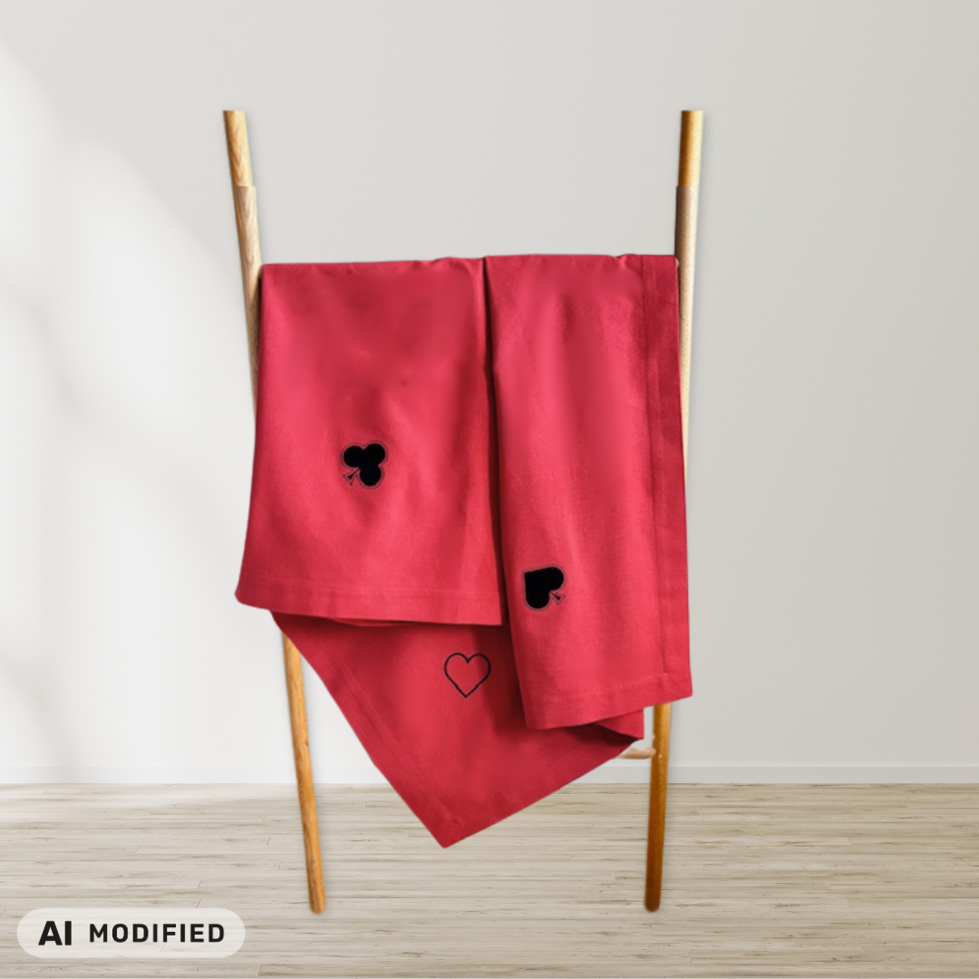 Tischdecke mit Spielkartenemblemen - Einzelstück