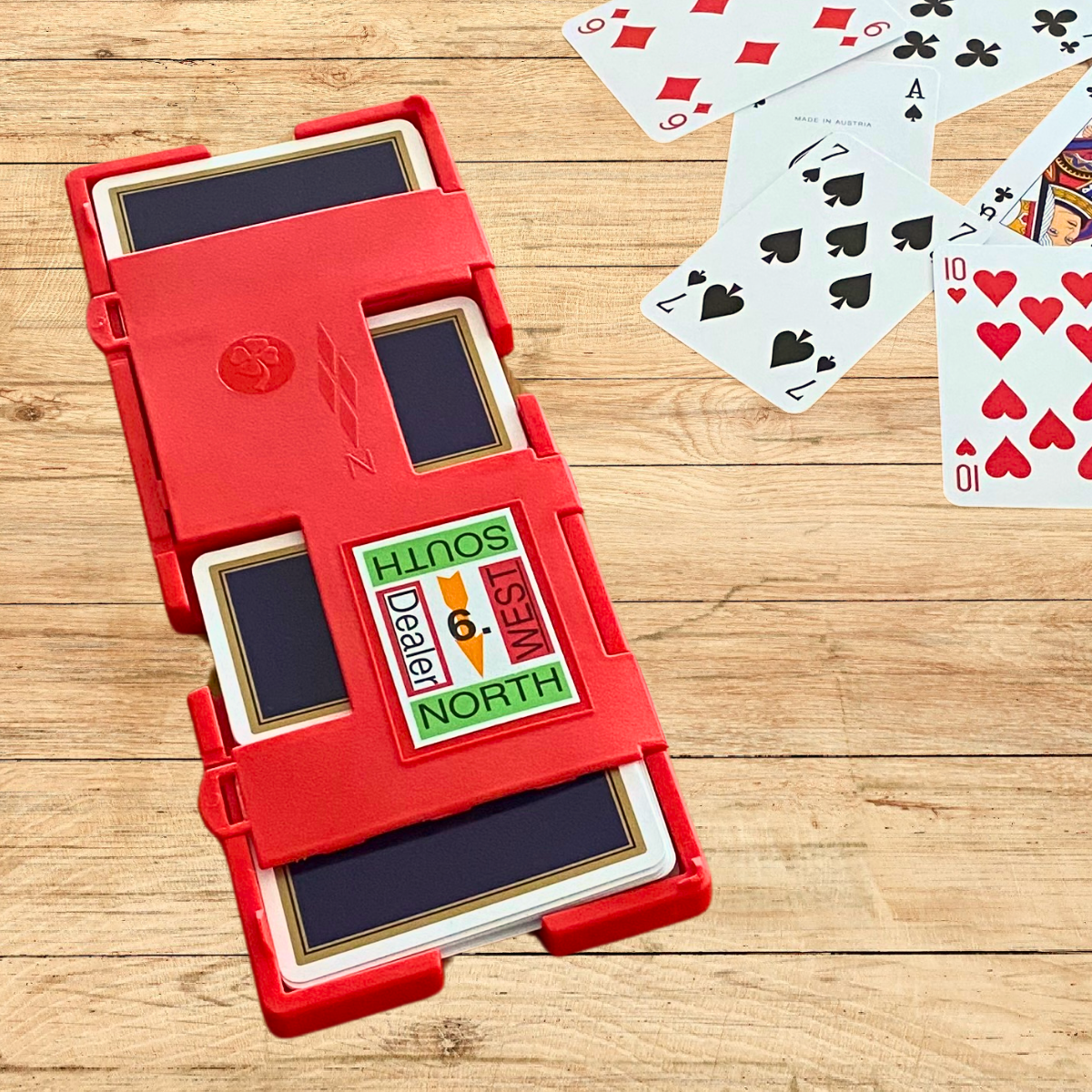 Bridge Board Super Plus, rot plus Spielkarten