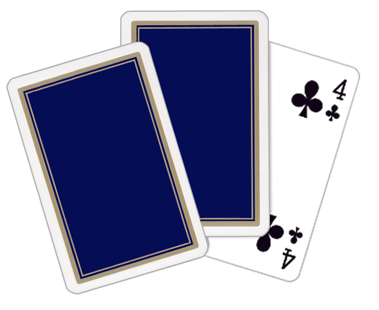Spielkartenfächer - Rückseite blau, Vorderseite Treff 4