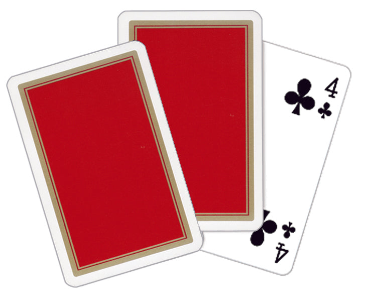 Spielkartenfächer - Rückseite rot, Vorderseite Treff 4