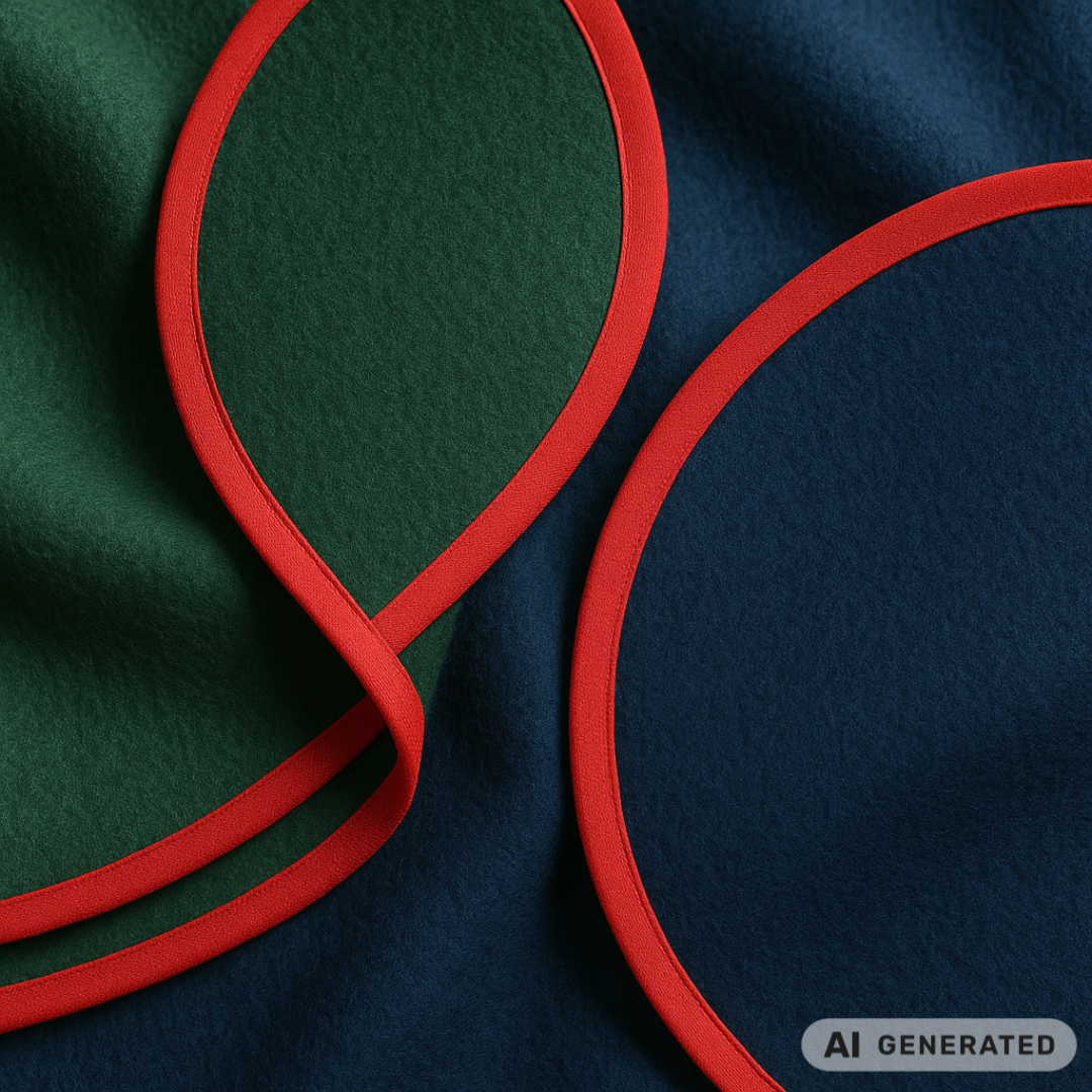 Tischdecke - rund | rot eingefasst