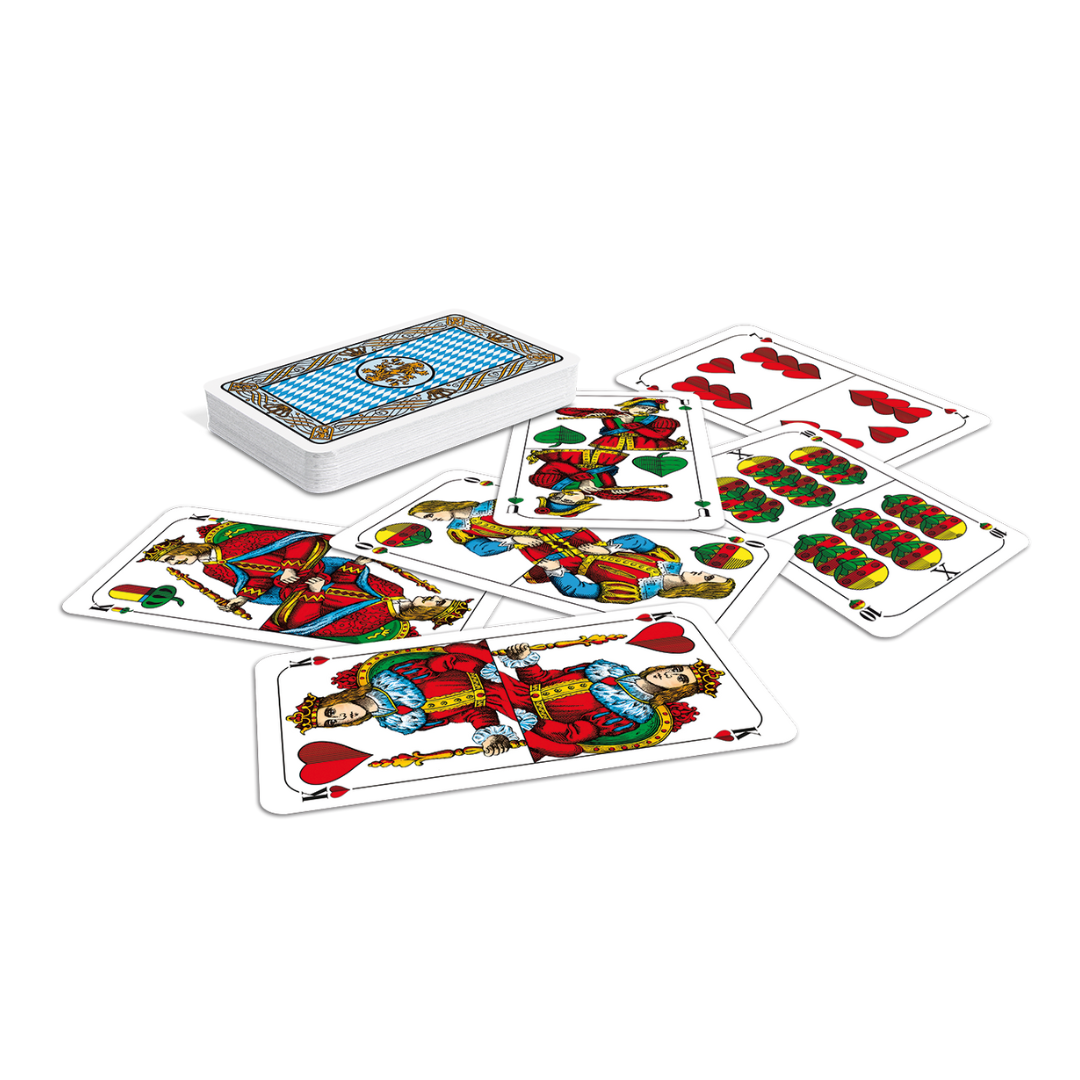 ASS Tarock/Schafkopf-Spielkarten lose und als Kartenstapel mit der Rückseite im Byersichen Stil.
