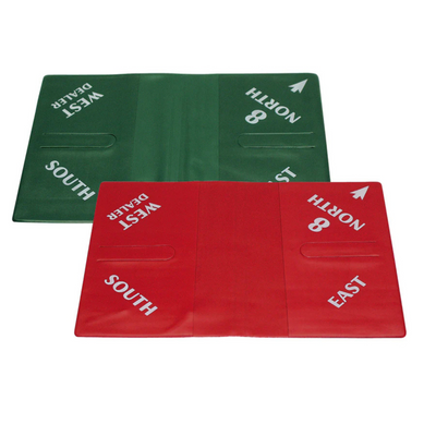 Weiche Bridge Boards, auch Wallets genannt, in rot und grün auf weißem Hintergrund.