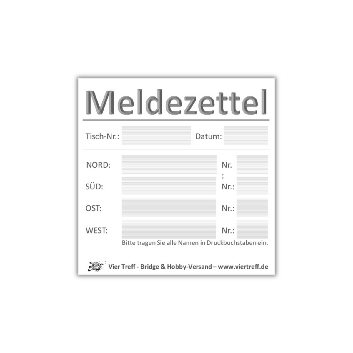 Bridge Meldezettel 