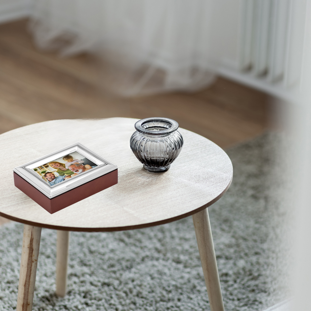 Fotobox Holz mit Rahmen (versilbert)