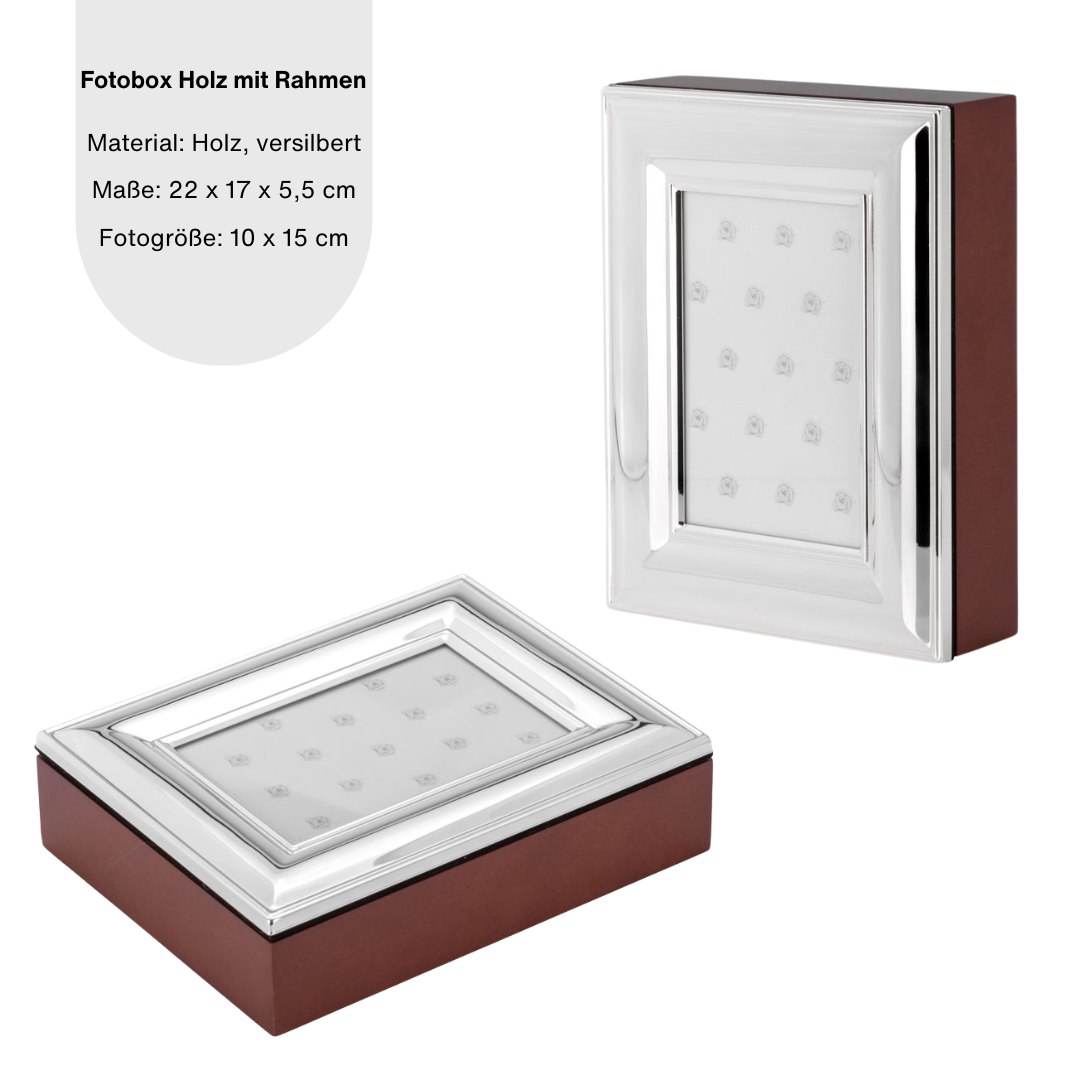 Fotobox Holz mit Rahmen (versilbert)