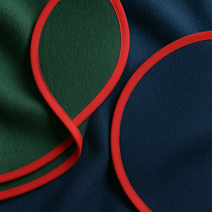 Tischdecke - rund | rot eingefasst